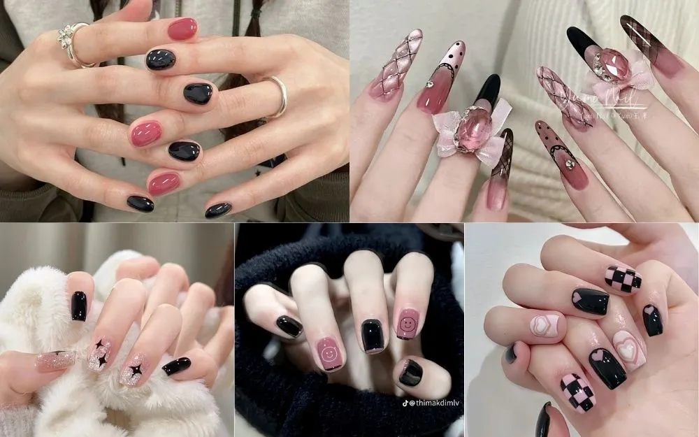Top 30+ Mẫu Nail Đen Hồng Cá Tính, Sang Chảnh Dẫn Đầu Xu Hướng - 6