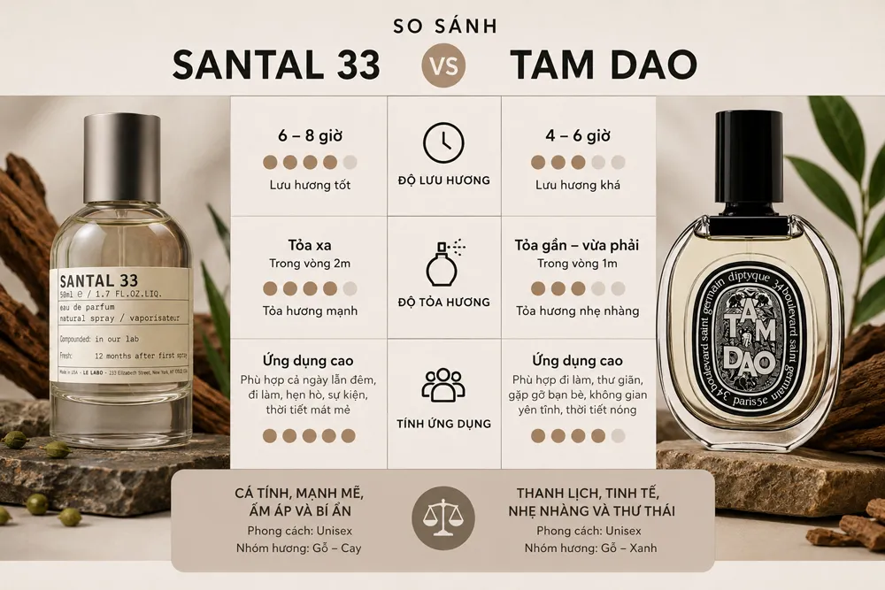 So sánh độ lưu, tỏa hương và tính ứng dụng thực tế