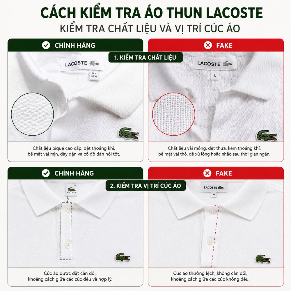 Kiểm tra chất liệu và vị trí cúc áo