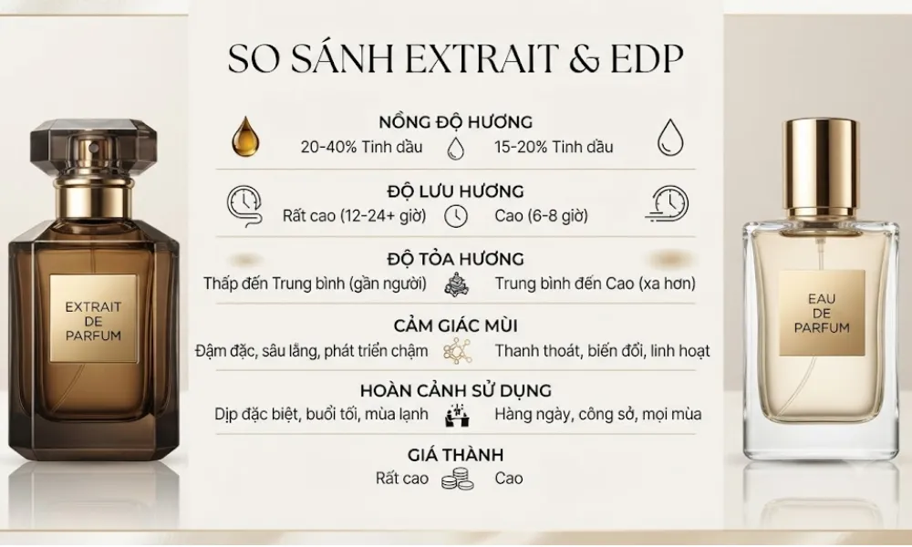 Extrait và EDP chai nào lưu hương lâu hơn? Cách chọn đúng - 1