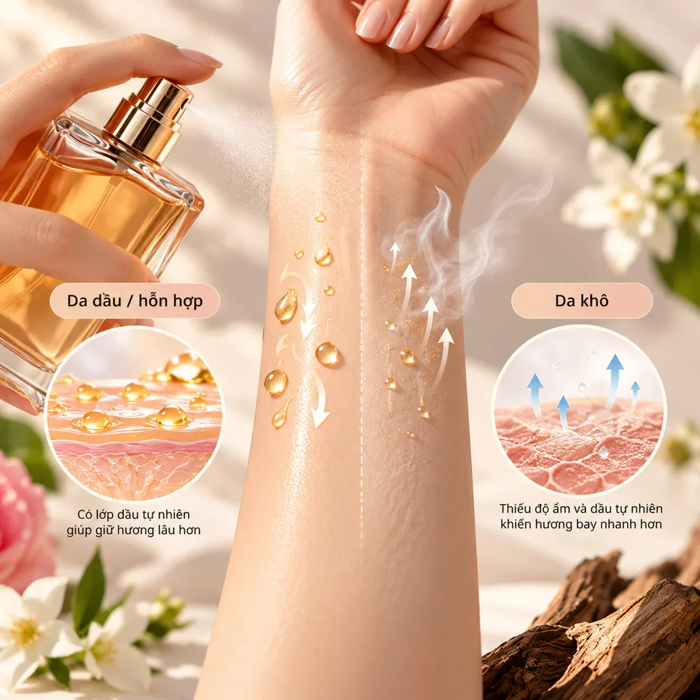 Tại sao da khô lại nhanh bay mùi nước hoa?