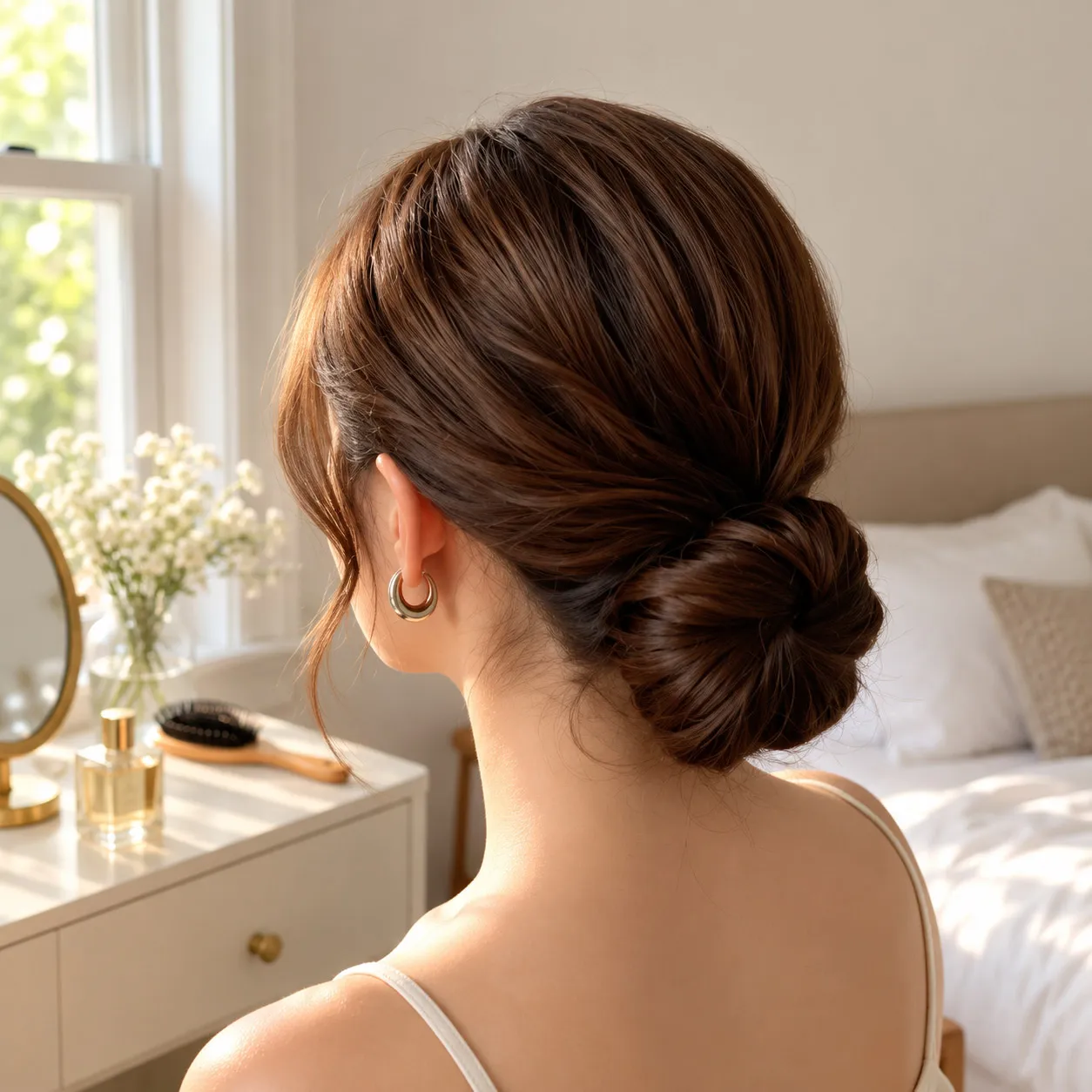 Tóc búi thấp kiểu Pháp thanh lịch 