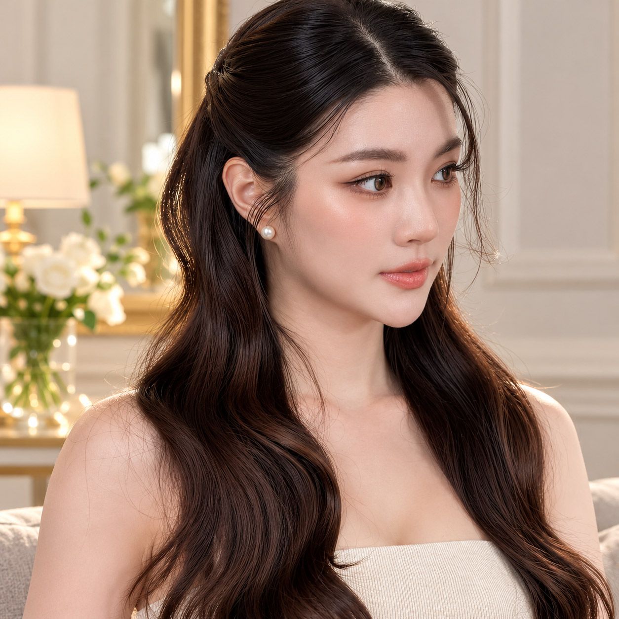 Tóc tết giấu hai bên nhẹ nhàng 