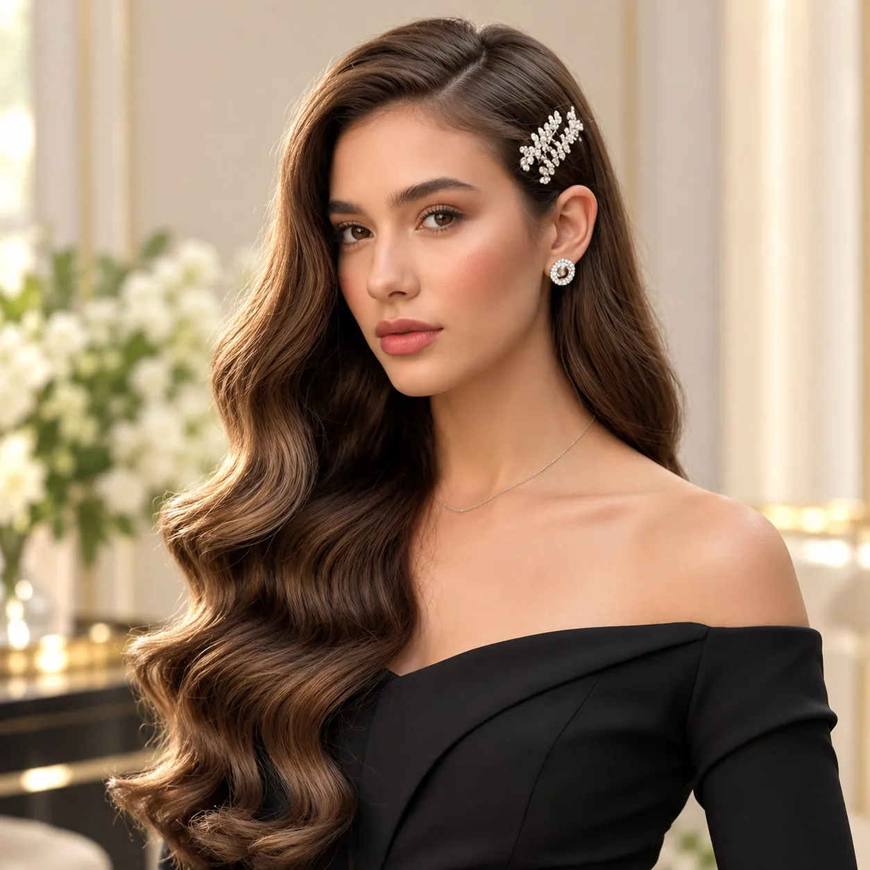 Tóc uống sóng bồng bềnh lệch bên 