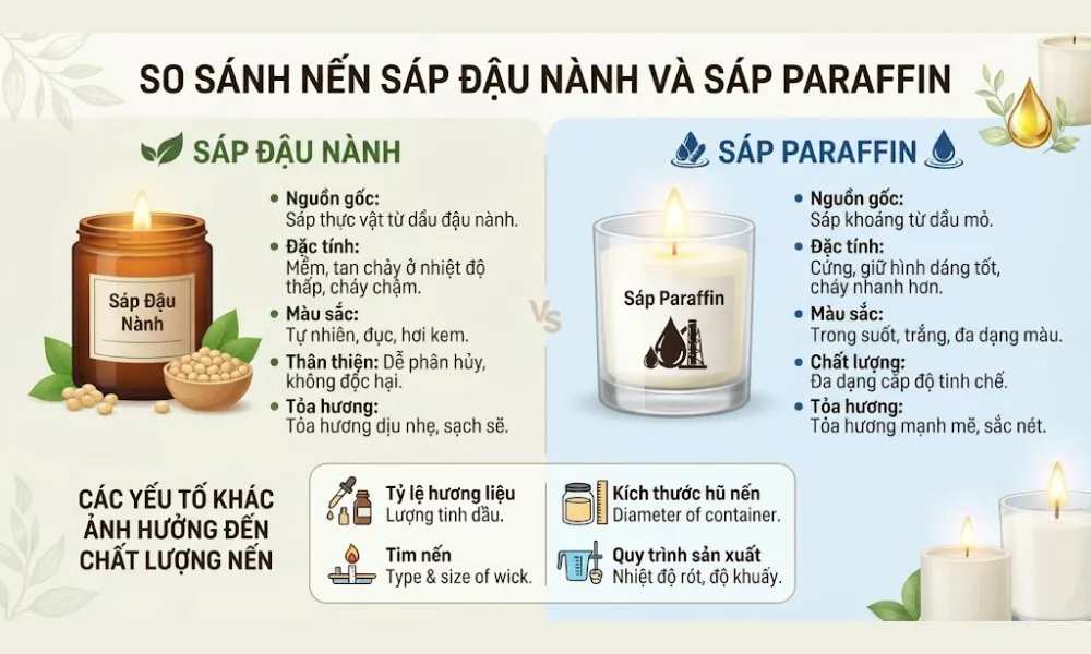 Nến sáp đậu nành và sáp paraffin khác nhau thế nào: Nên chọn loại nào? - 1
