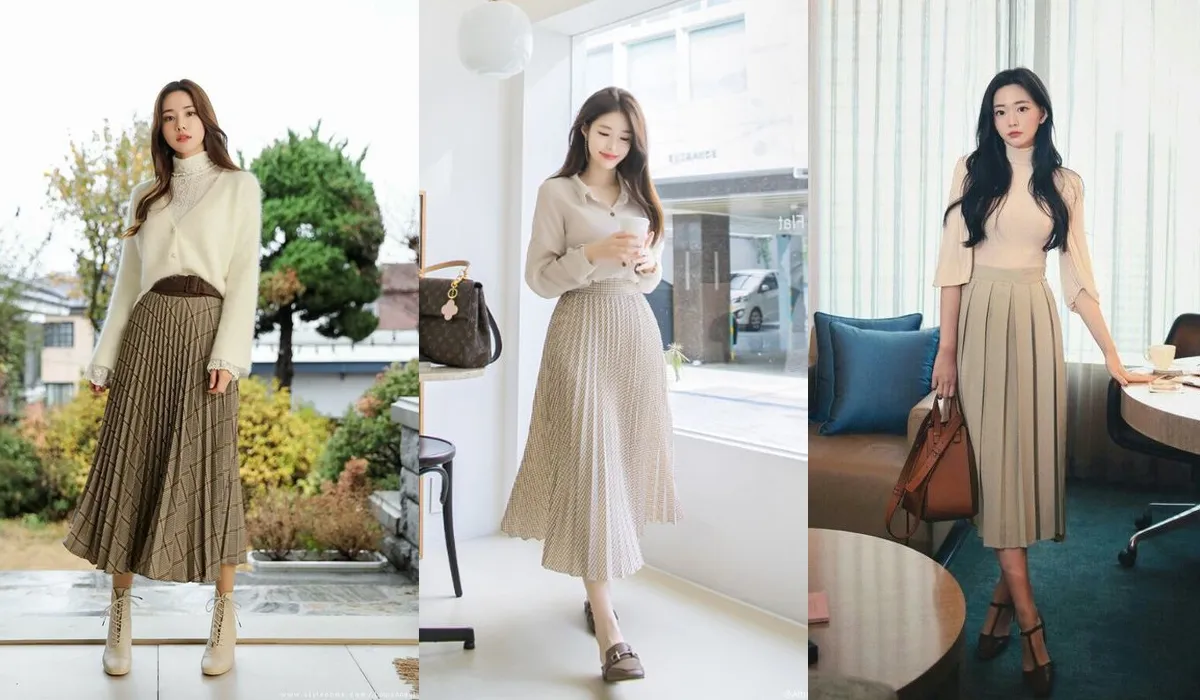 12 cách phối đồ với chân váy xếp ly dài đẹp và trẻ trung