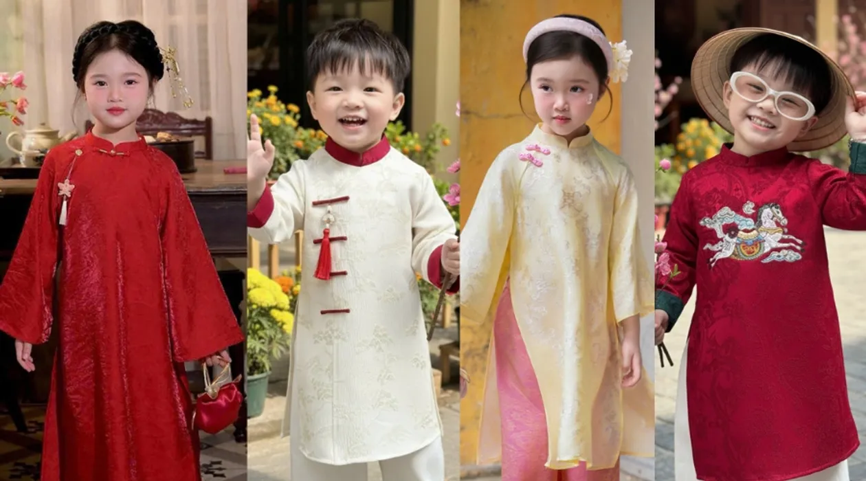 Top 30+ Mẫu Áo Dài Tết 2026 Đẹp Cho Bé Gái, Bé Trai