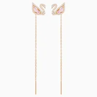 Khuyên Tai Swarovski Dazzling Swan Pierced Earrings, Multi-Colored, Rose-Gold Tone Plated 5469990