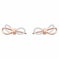 Khuyên Tai Swarovski Lifelong Bow Pierced Earrings White Mixed Metal Finish