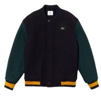 Áo Khoác Lacoste Retro Badge Wool Men Varsity Jacket Màu Đen Phối Xanh