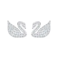 Khuyên Tai Swarovski Swan Pavé Stud Earrings Swan, White, Rhodium Plated 5161256