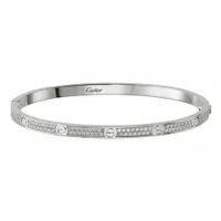Vòng Đeo Tay Jewery Luxury Love Vàng Trắng Full 2 Hàng Kim Cương