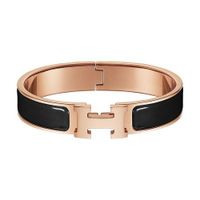 Vòng Đeo Tay Hermès Clic H Vàng Hồng Phối Đen Size PM