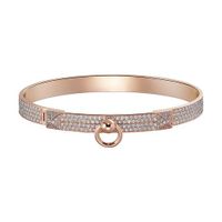 Vòng Đeo Tay Hermès Collier De Chien Đính 476 Kim Cương Vàng Hồng