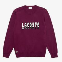 Áo Len Lacoste Men's 3D Effect Lettering Cotton Blend Sweater Màu Tím Size M