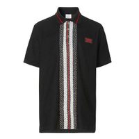 Áo Polo Burberry Monogram Stripe Shirt Màu Đen Size L