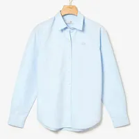 Áo Sơ Mi Lacoste Women's Regular Fit Oxford Cotton Shirt Màu Xanh Blue Size 42