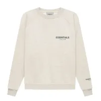 Áo Sweater Fear Of God Essentials Pullover Crewneck Light Heather Oatmeal Màu Xám Nhạt
