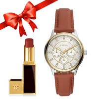 Combo Đồng Hồ Nữ Fossil BQ3408 Và Son Tom Ford Lip Color Màu 27 Đỏ Gạch