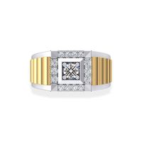 Nhẫn Jemmia Diamond Nam 18K VNM2021122435 Màu Vàng Trắng Đính Kim Cương (Giá Chưa Bao Gồm Đá Chủ)