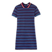 Váy Lacoste Women's Contrast Bands Striped Piqué Polo Dress Màu Xanh Phối Tím