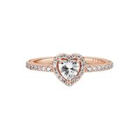 Nhẫn Pandora Sparkling Elevated Heart Ring Màu Vàng Hồng Đính Đá Trắng  188421C02 Size 50