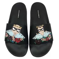 Dép Quai Ngang Dolce & Gabbana D&G Designer Pattern Màu Đen