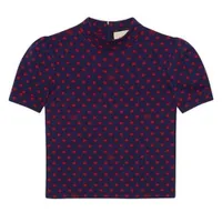 Áo Len Nữ Gucci Multicolor Polka Dot and Double G Wool Blouse Châm Bi
