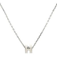 Dây Chuyền Hermès Pop H Mini White Lacquer Silver Plated Pendant Màu Bạc N-HM