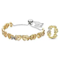 Set Vòng Tay + Nhẫn Pandora Shine Bracelet And Openwork Butterfly Ring Màu Vàng Gold
