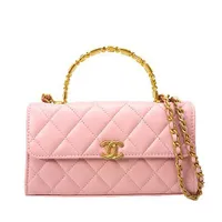 Túi Xách Chanel Shoulder Bag Pink With Matelasse Coco Mark Handle Màu Hồng