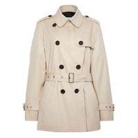 Áo Măng Tô Nữ Coach F34022 Porcelain Solid Short Trench Coat Jacket Double Breasted Màu Trắng Size XS