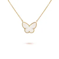 Dây Chuyền Jewery Luxury Lucky Alhambra Butterfly Pendant 18K Yellow Gold, Mother-Of-Pearl Màu Vàng Gold Size 15mm