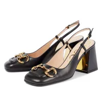 Giày Cao Gót Gucci Women's Mid-Heel Slingback With Horsebit Màu Đen Size 37