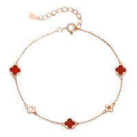 Vòng Đeo Tay LiLi Jewelry Hình Cỏ Bốn Lá Lili_827243 Màu Vàng Hồng Mặt Đỏ