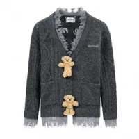 Áo Cardigan 13 De Marzo Bear Botton Unedged Cardigan Black FR-JX-586 Màu Xám Size S
