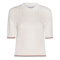 Áo Thun Nữ Thom Browne Pointelle Knitted Tshirt Màu Trắng Size 40