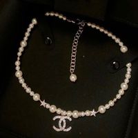 Dây Chuyền Nữ Chanel Dạng Chuỗi Necklace Màu Trắng Bạc