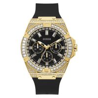 Đồng Hồ Nam Guess Gold Tone Case Black Silicone GW0208G2 Màu Vàng Đen