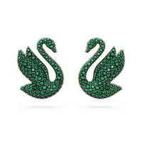 Khuyên Tai Nữ Swarovski Iconic Swan Stud Earrings Swan, Green, Rose Gold-Tone Plated 5650063 Màu Xanh Green