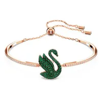 Vòng Đeo Tay Nữ Swarovski Iconic Swan Bangle Swan, Green, Rose Gold-Tone Plated 5650065 Màu Xanh Green