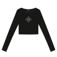 Áo Croptop Nữ SMFK Black Wildworld Baroque Emblem ULS13B Màu Đen