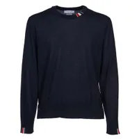 Áo Len Nam Thom Browne With Tricolor Intarsia At Neck MKA474AY1014415 Màu Xanh Navy