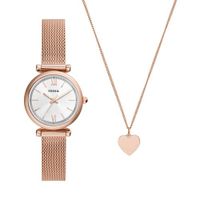 Set Đồng Hồ Và Dây Chuyền Nữ Fossil Carlie  ES5314SET Màu Vàng Hồng