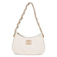 Túi Đeo Chéo Nữ Chanel 19 Hobo Bag White Aged Calfskin Brushed Gold Hardware Màu Trắng
