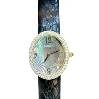 Đồng Hồ Nữ Fabergé Anastasia Quartz Diamond Màu Đen Vàng