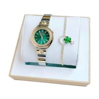 Set Đồng Hồ + Vòng Đeo Tay Nữ Versace Versus Tortona Màu Vàng Xanh (Vòng Tay Là Quà Tặng Hoạ Tiết Ngẫu Nhiên)