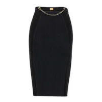 Chân Váy Nữ Elisabetta Franchi Black With Chain GO02836E2110 Màu Đen