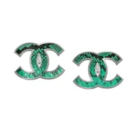 Khuyên Tai Nữ Viya Jewelry VJPT-CR01GR Genuine Green Python Leahter C Shape Earing, 316L Stainless Steel Màu Xanh Green