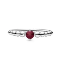 Nhẫn Pandora January Dark Red Beaded Ring 198867C08 Màu Bạc Đính Pha Lê Đỏ Size 50